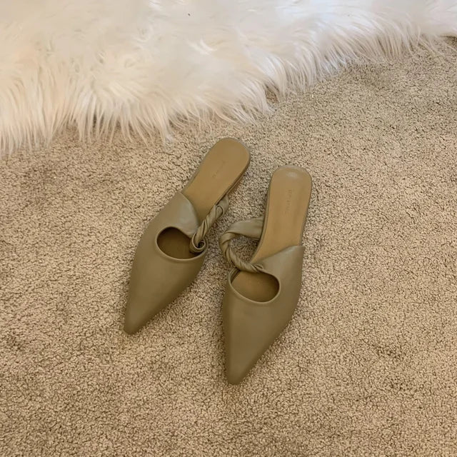 New Spring Women's Slippers Pointed Toe Toe Sandals Slippers Flat Casual  All-match Sexy Solid Color Women's Mules Slides  casual slippers