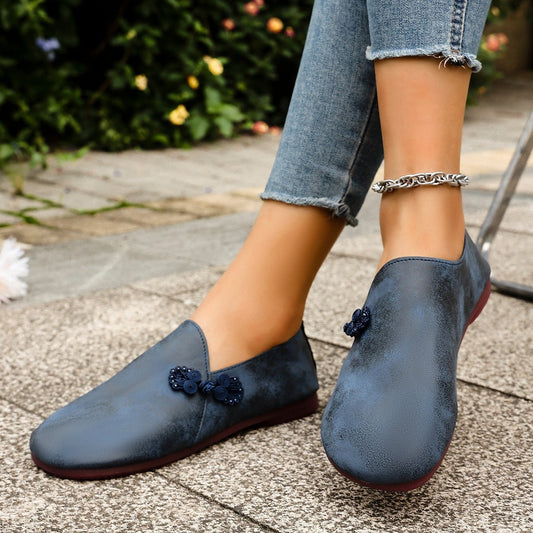New Slippers Retro Buckle Closed-toe Slippers Women  casual slippers