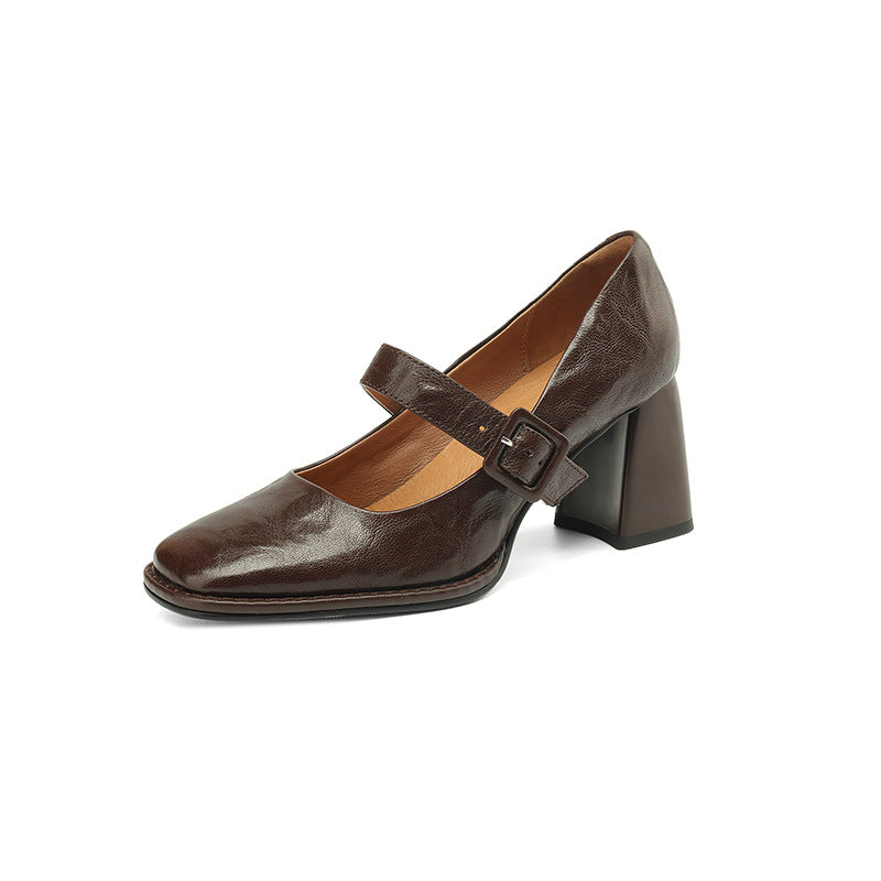 Elegant, Versatile Sheepskin Mary Jane Shoes With A Premium Leather Buckle 