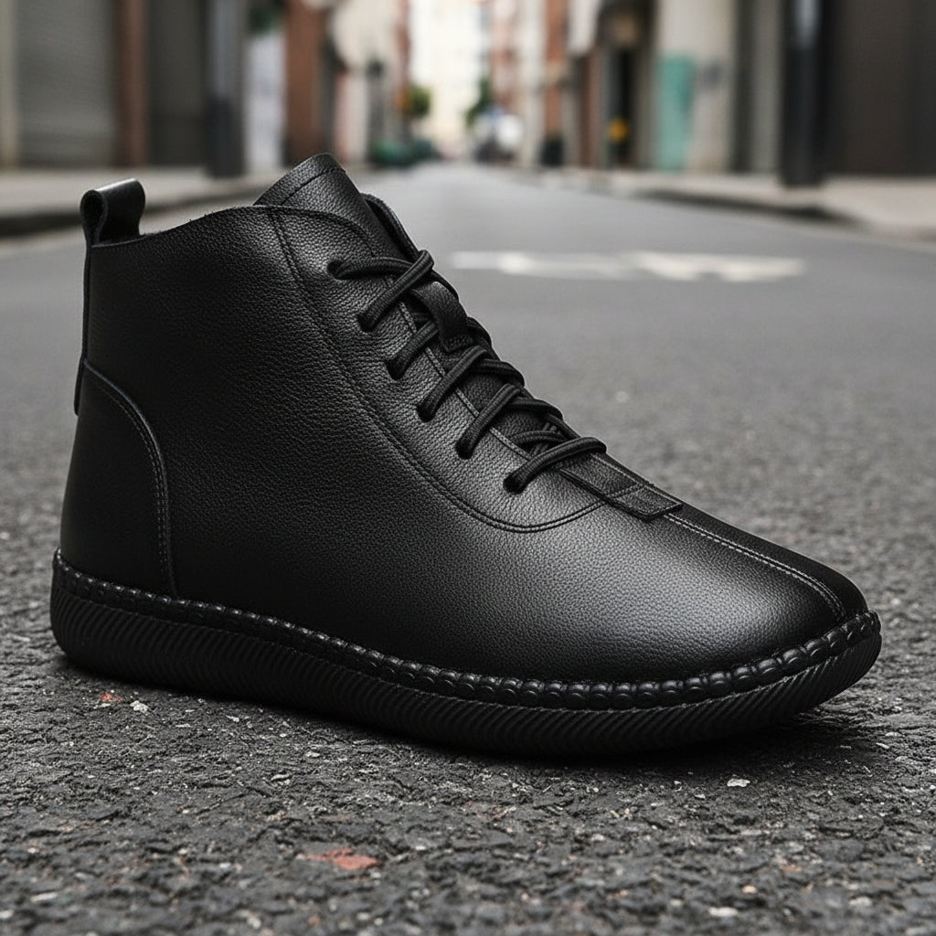 Women's Genuine Leather Soft-soled Lightweight Flat Ankle Boots 