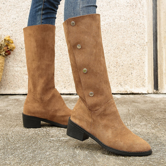 Mid-Calf Buckle Riding Boots