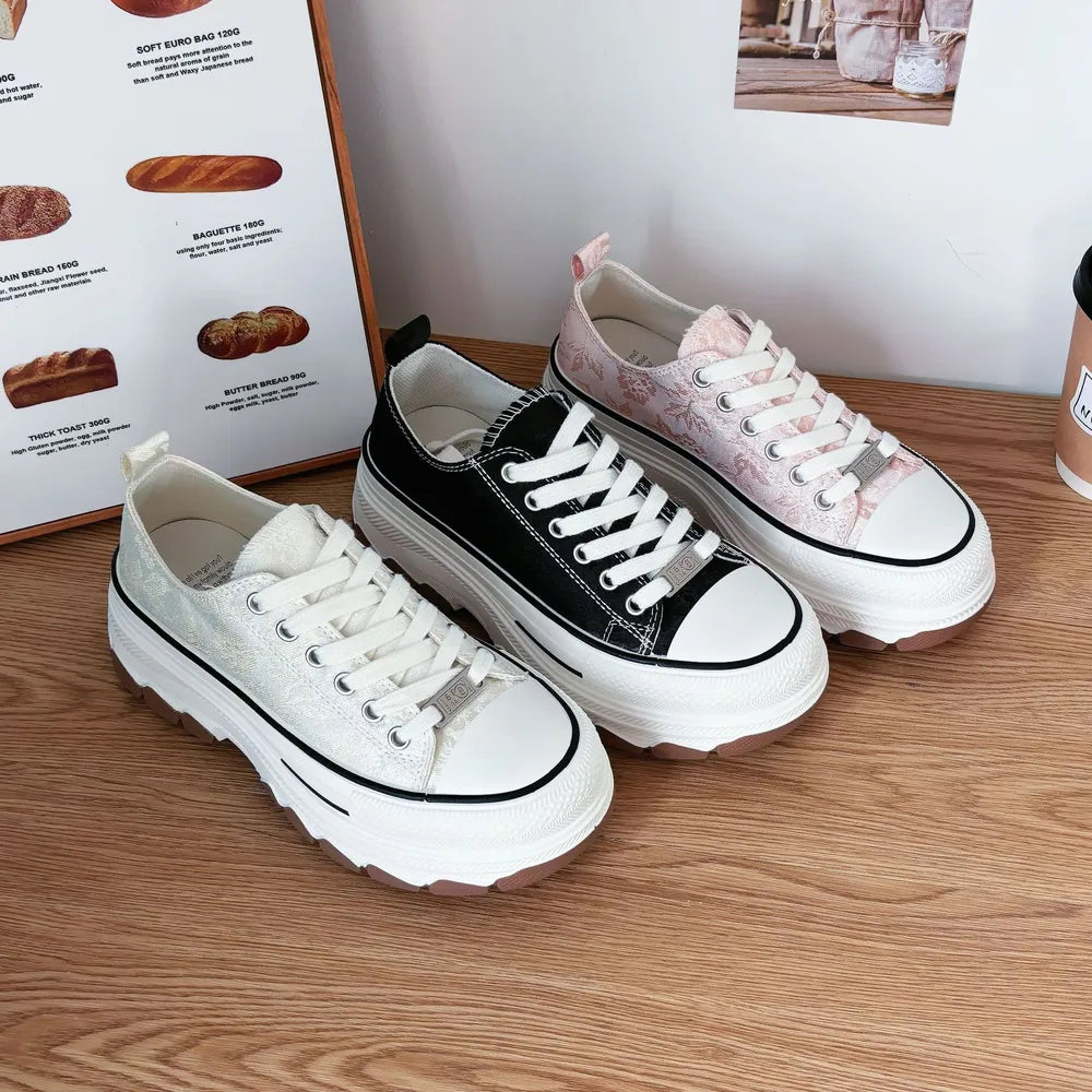 Lace-Up Canvas Platform Sneakers  Sneakers