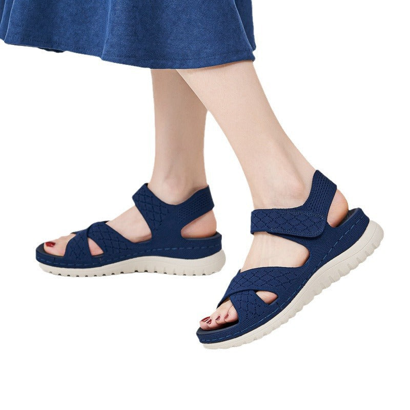 Sports and leisure sandals with Velcro hollow out thick soled women's casual shoes  walking shoes