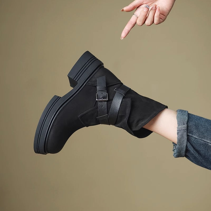 Brown Retro British Style Ankle Boots Autumn Winter 