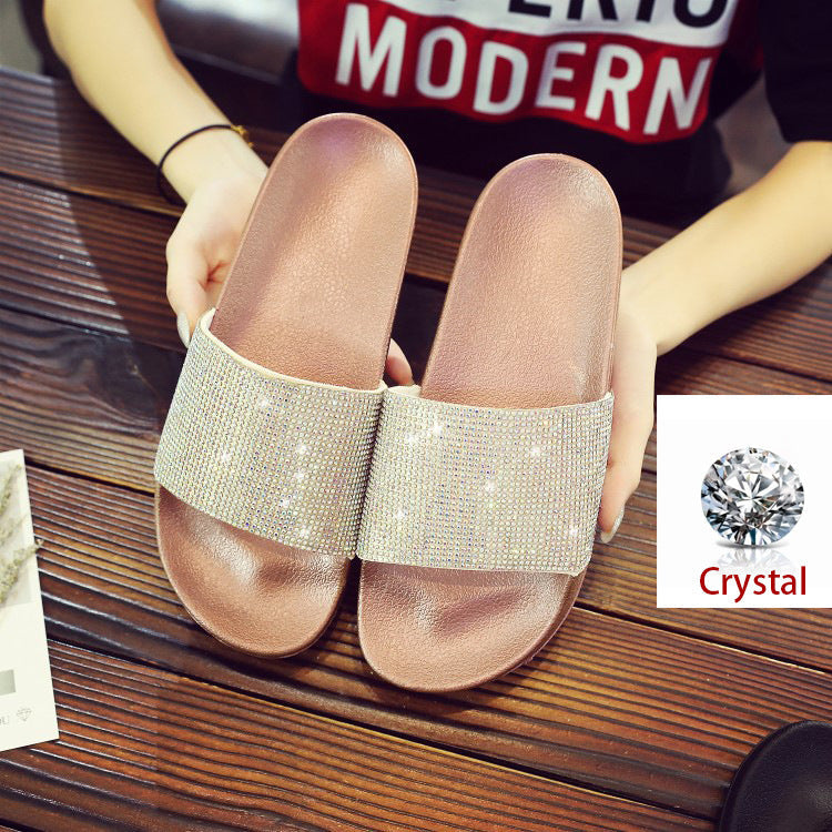 Slippers Flip Flops Summer Slides Women Shoes Crystal Diamond Bling Beach Slides Sandals Casual Shoes Slip On  casual slippers