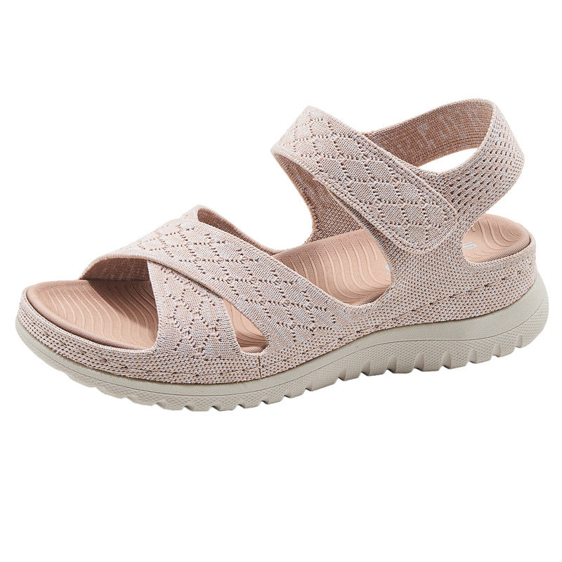 Sports and leisure sandals with Velcro hollow out thick soled women's casual shoes  walking shoes