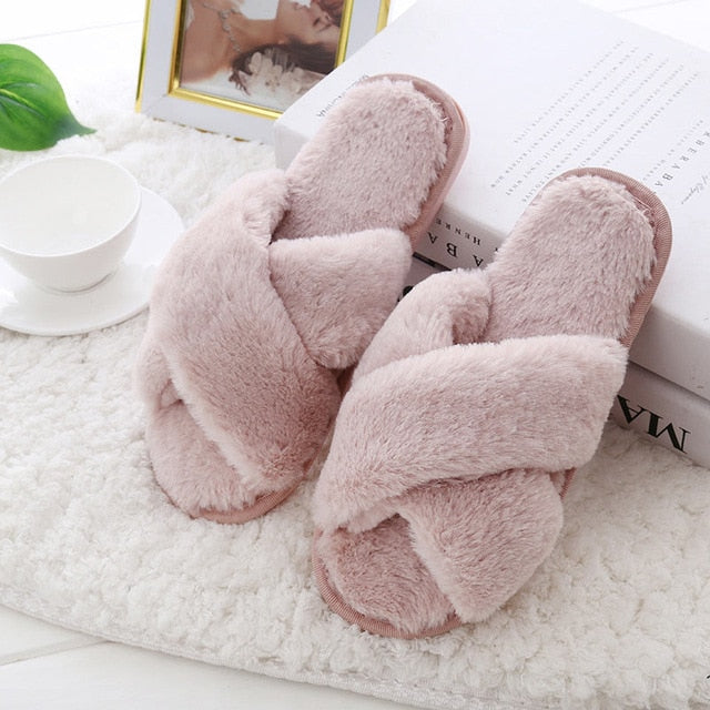 Winter Women Slippers Plush Warm Home Slipper Indoor Shoes Ladies furry Slides Casual Shoes pantoffels dames flip flops  casual slippers