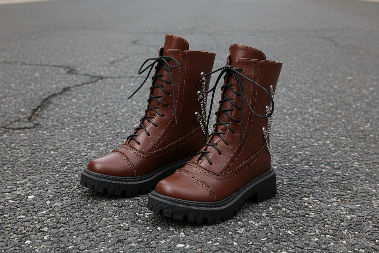 Large-size Womens Chunky-heeled Mid-calf Dr Martens Boots For Fall And Winter 