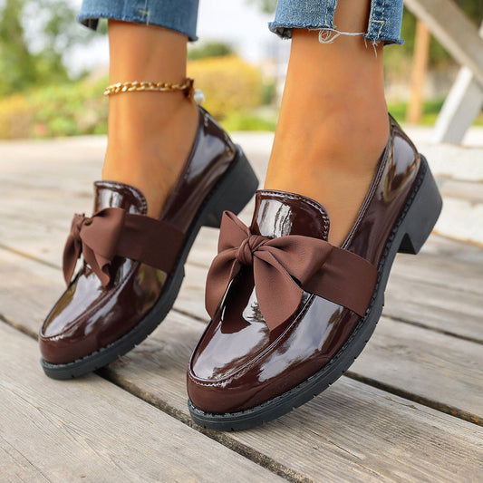 Plus-size Bow-knot Slip-on Loafers For Women 