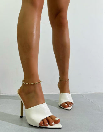 Pointed High Heel Slippers For Women Plus Size  casual slippers
