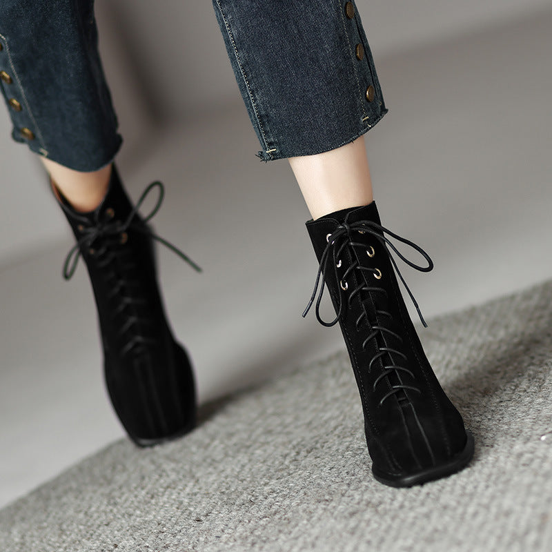 Women's All-match Square Toe Martin Boots 