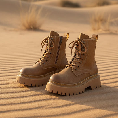 Women's Retro Height-Enhancing Mid-Calf Martin Boots 