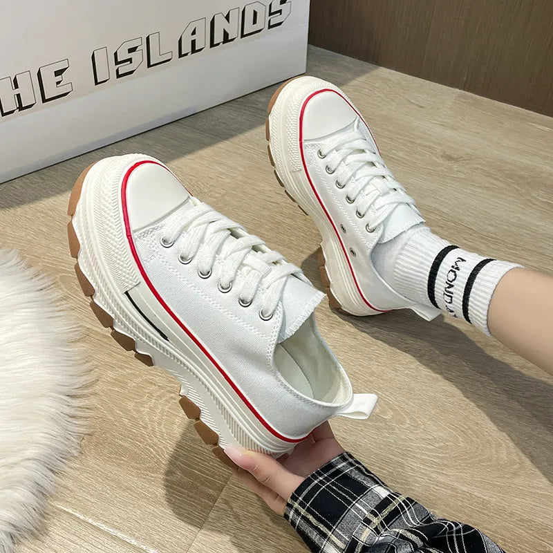 Round Toe Platform Canvas Sneakers  Sneakers