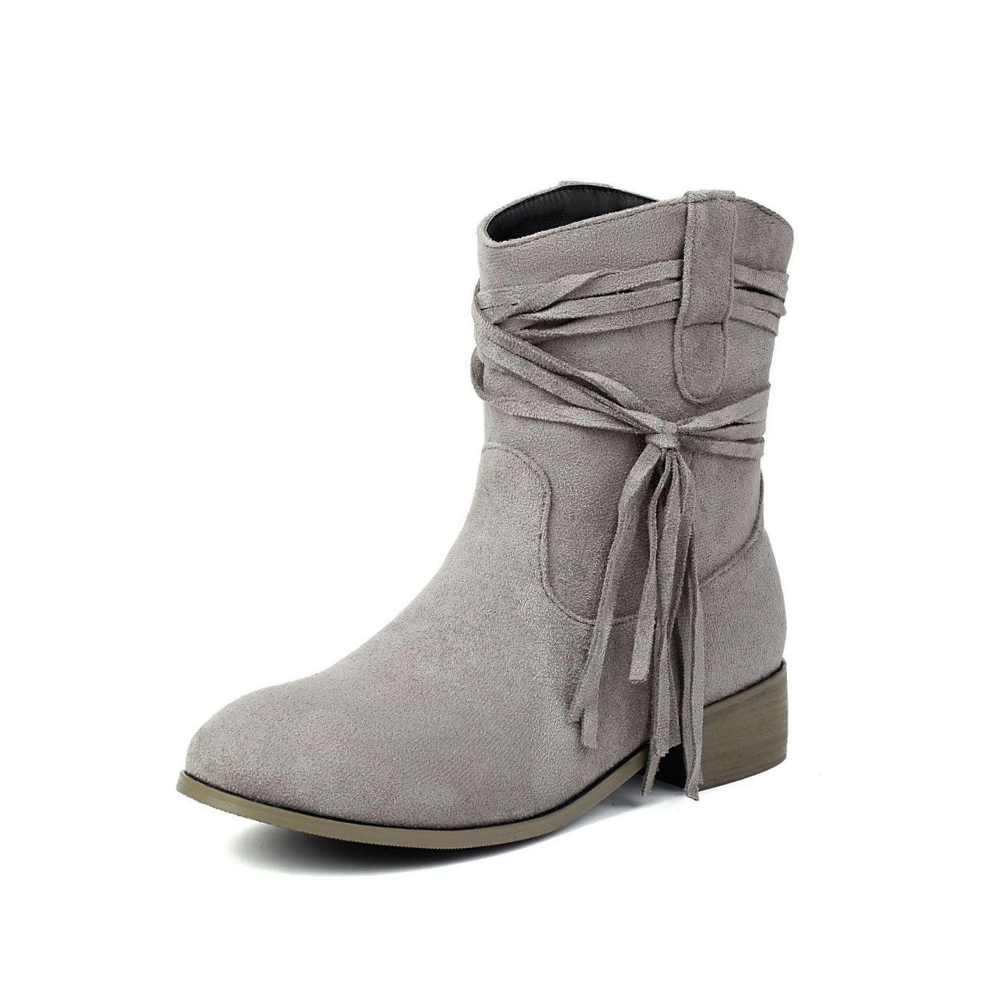 Short Boots Round Toe Foreign Trade Suede Tassel Women's Shoes  Boots