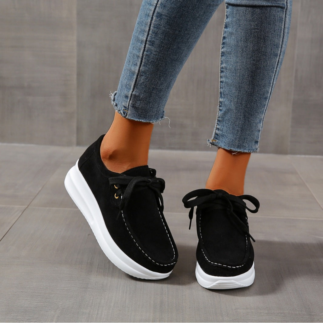 Casual sports single shoe round toe lace up flat bottom comfortable mesh women's shoes  walking shoes