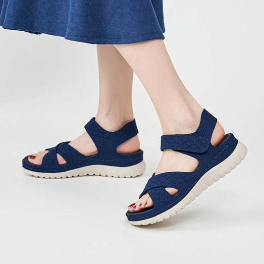 Sports and leisure sandals with Velcro hollow out thick soled women's casual shoes  walking shoes