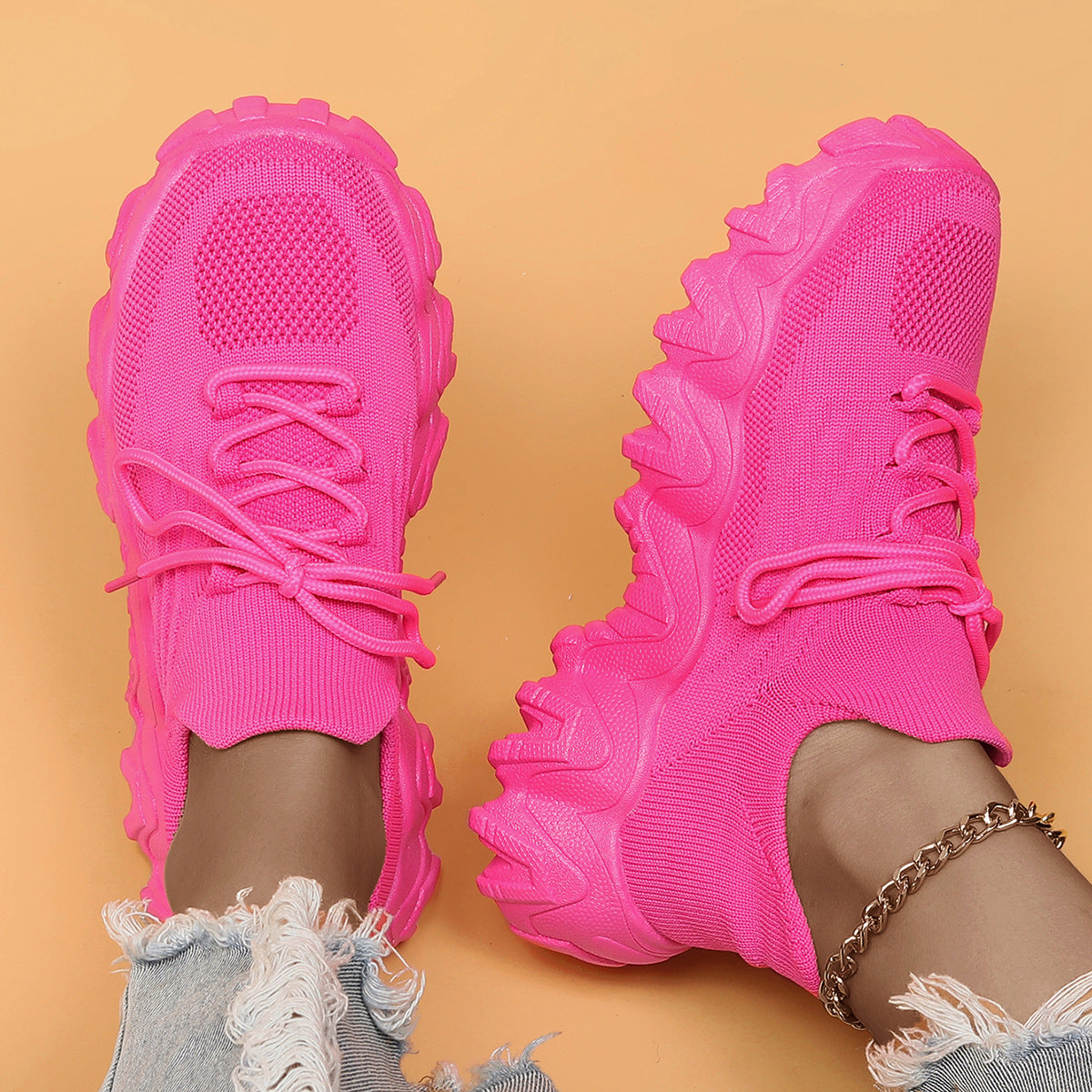 Women's Simple And Breathable Fly Woven Socks And Shoes  walking shoes