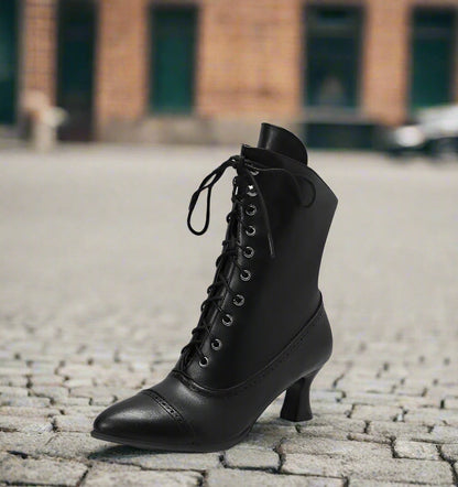 Large Size Women's British-style Martin Wine Glass High Heel Boots Women's Motorcycle Diversi Fashion™