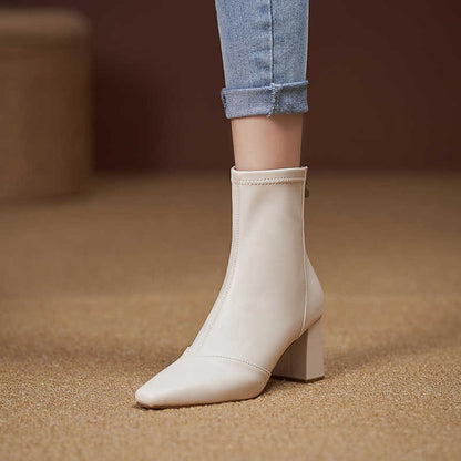 Soft Leather Back Zipper With Velvet To Show Skinny Boots CJ