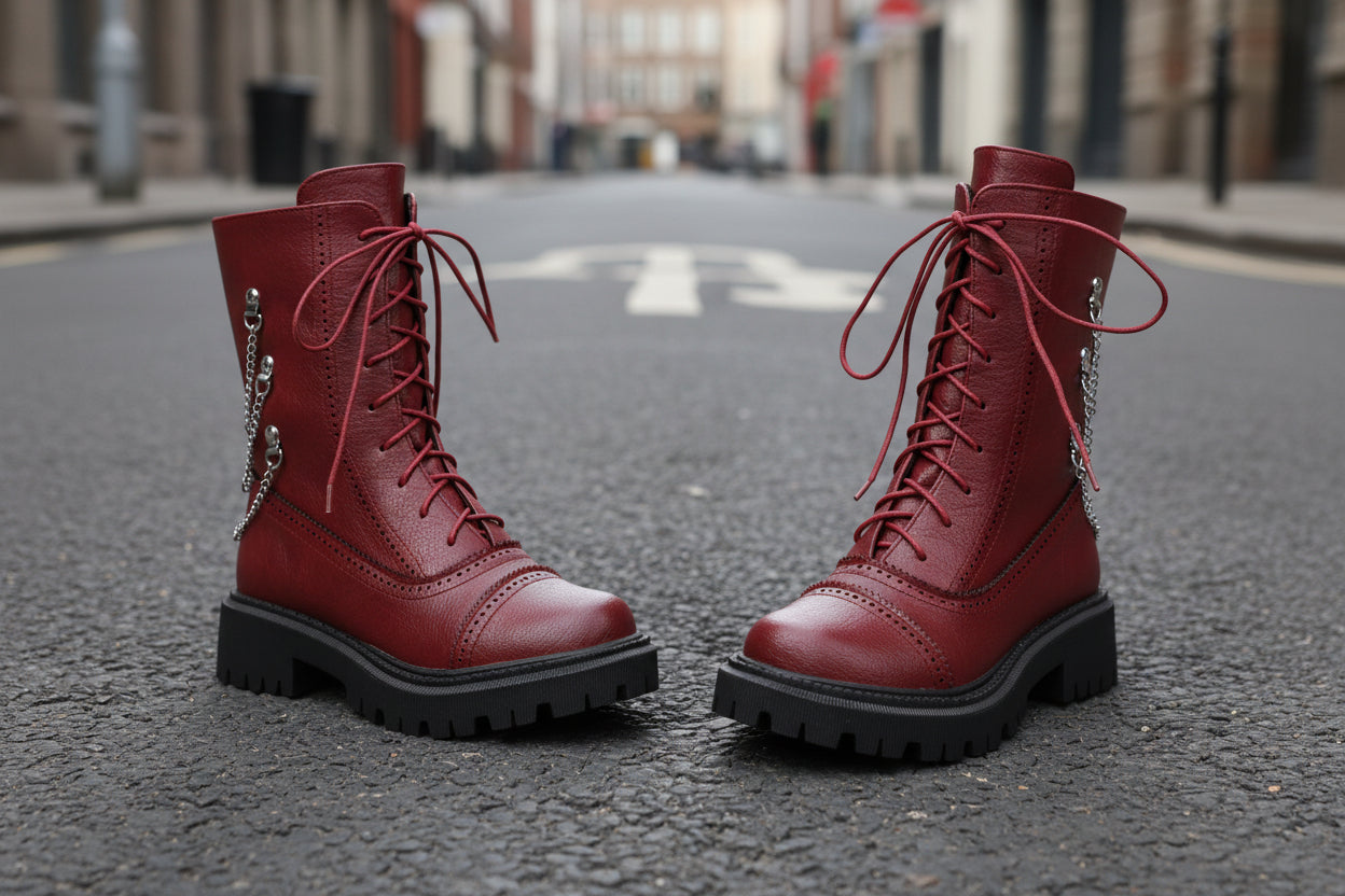 Large-size Womens Chunky-heeled Mid-calf Dr Martens Boots For Fall And Winter 