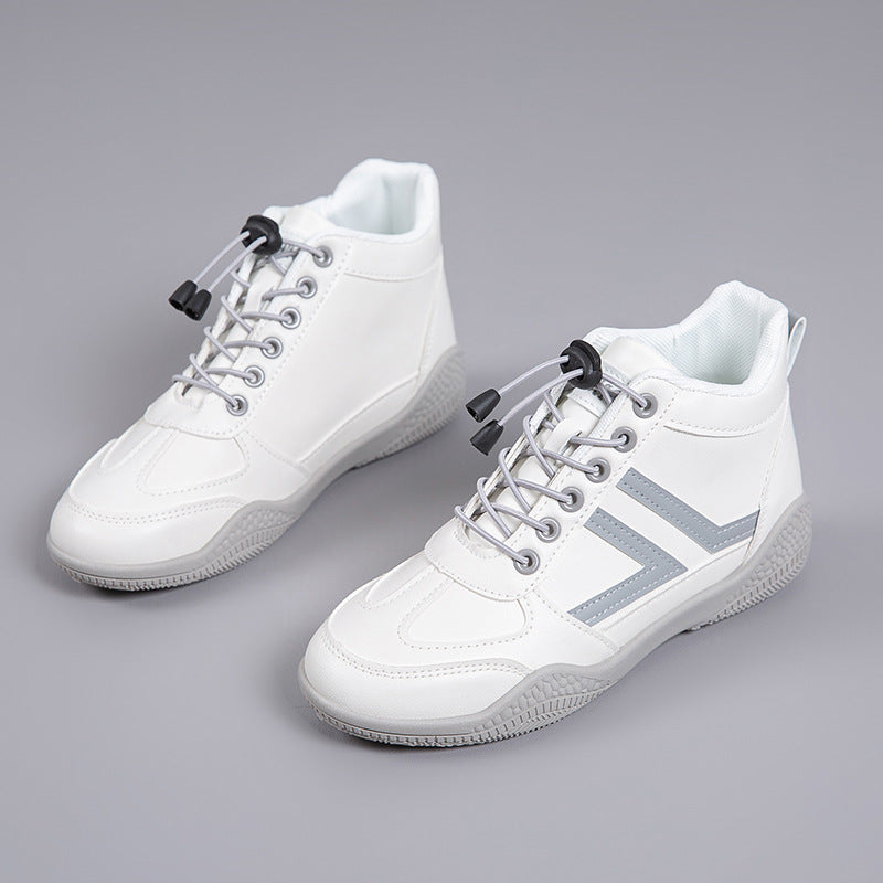 Mid top soft soled white shoes fashionable shoes anti slip and wear-resistant sports shoes for women  walking shoes