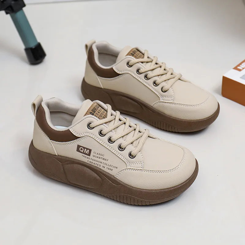 Lace Up Round Toe Platform Sneakers  Sneakers