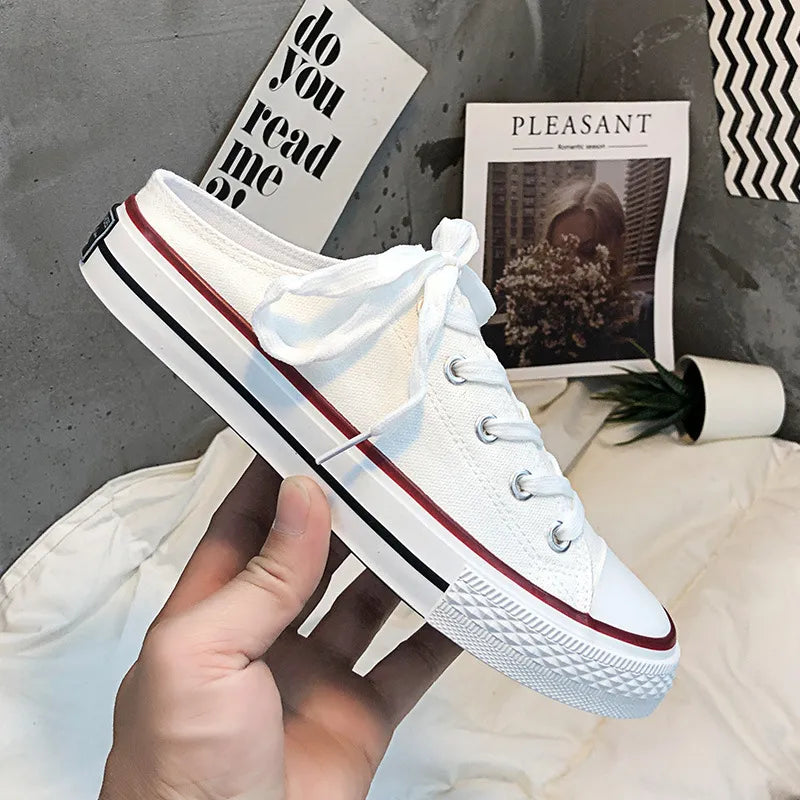 Round Toe Lace-Up Canvas Sneakers  Sneakers