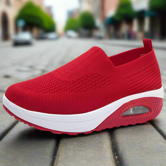 Women's shoes with thick sole and air cushion comfortable for casual sports breathable and fly woven soft soled women's shoes  walking shoes