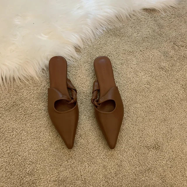 New Spring Women's Slippers Pointed Toe Toe Sandals Slippers Flat Casual  All-match Sexy Solid Color Women's Mules Slides  casual slippers