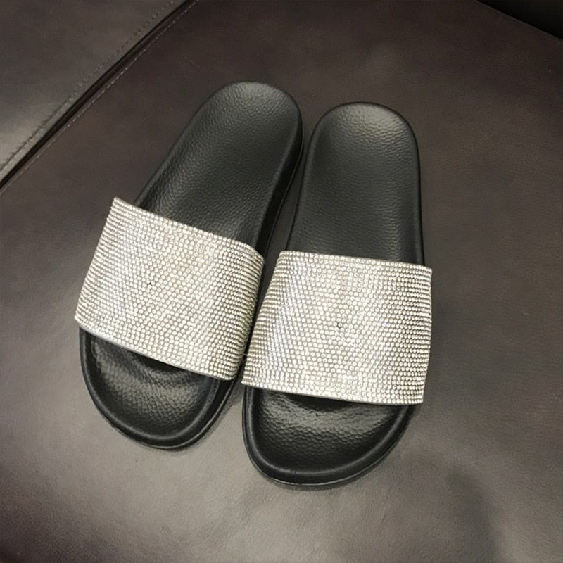 Slippers Flip Flops Summer Slides Women Shoes Crystal Diamond Bling Beach Slides Sandals Casual Shoes Slip On  casual slippers