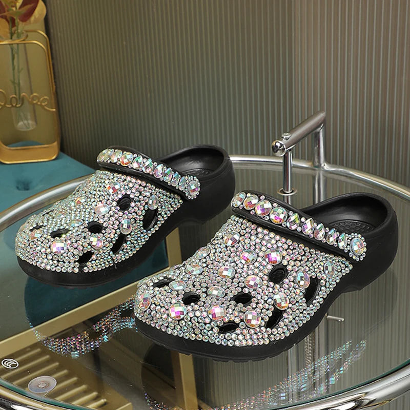 Women Summer Luxury Slippers Rhinestone Decoration Sandals Beach Slides Flip Flop Soft Fashion Casual Shoes  casual slippers