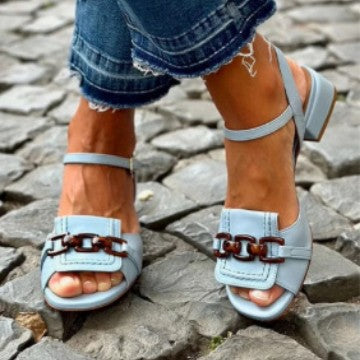 Summer casual square heel buckle strap open toe sandals for women 