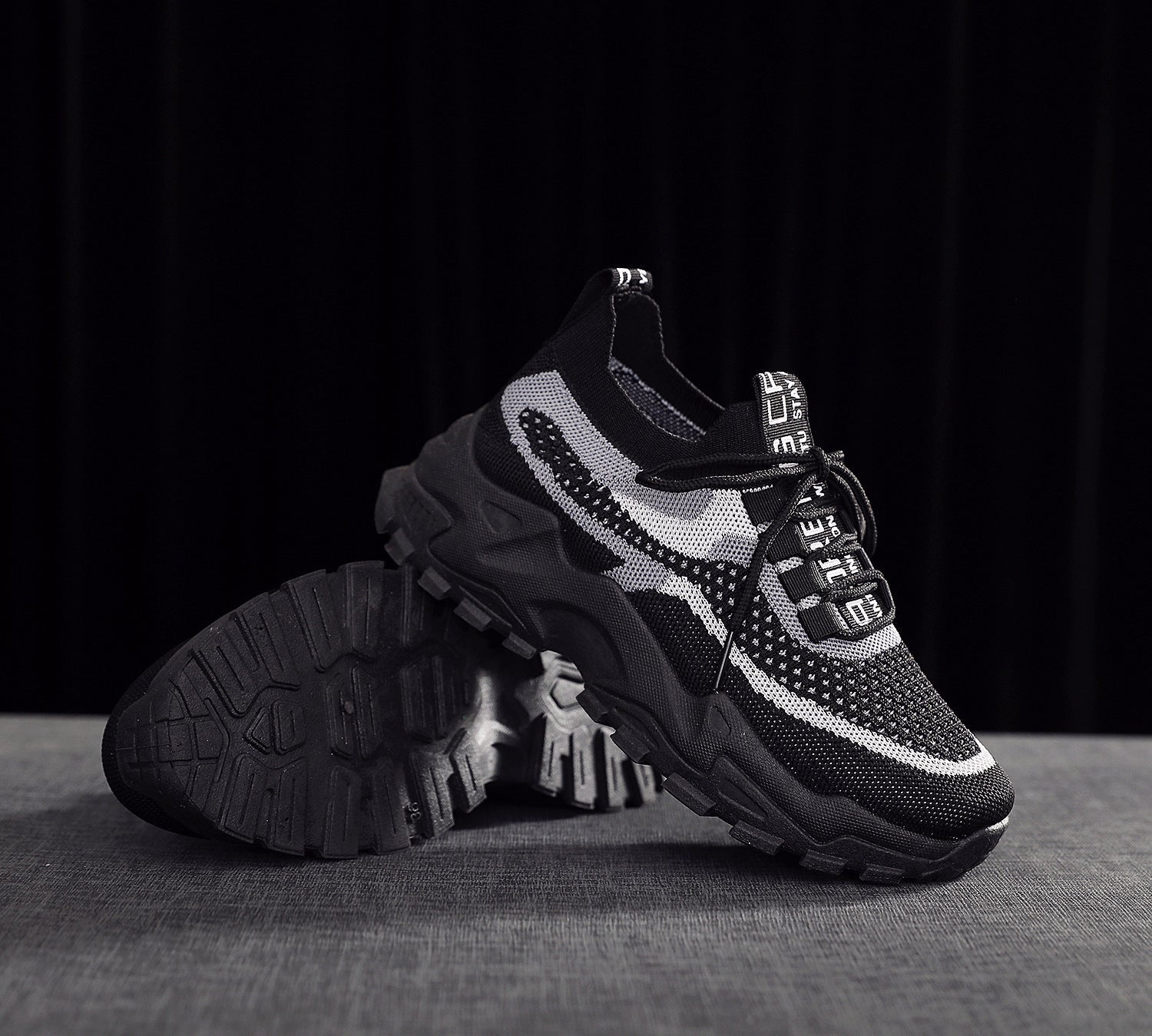 Flyknit shoes breathable and comfortable thick soled shoes dad shoes women's sports shoes  walking shoes