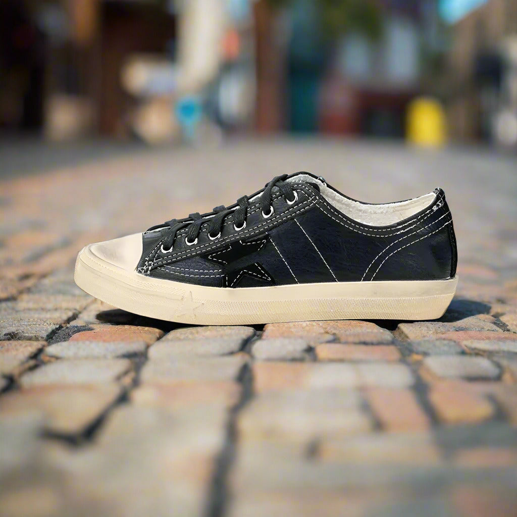 Cowhide made old dirty shoes retro lace up casual star board shoes women's small dirty shoes  walking shoes