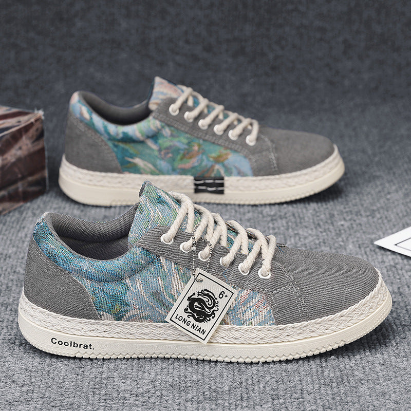 Trendy and versatile sports and leisure board shoes linen shoes  walking shoes