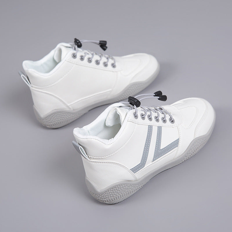 Mid top soft soled white shoes fashionable shoes anti slip and wear-resistant sports shoes for women  walking shoes