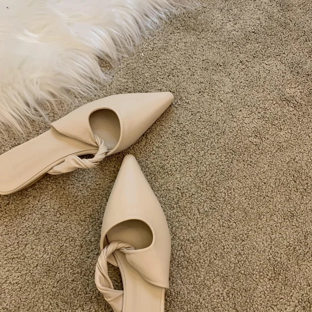 New Spring Women's Slippers Pointed Toe Toe Sandals Slippers Flat Casual  All-match Sexy Solid Color Women's Mules Slides  casual slippers