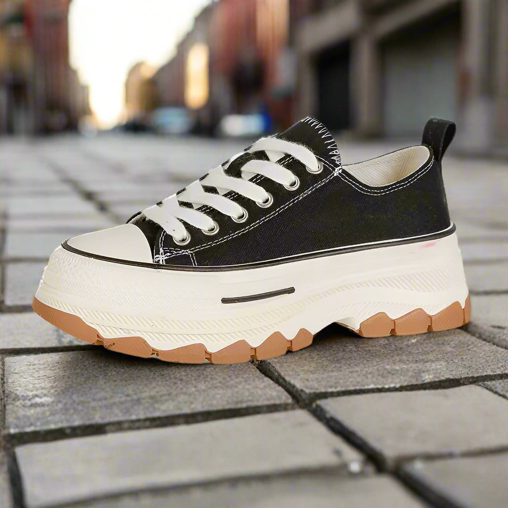 Round Toe Platform Canvas Sneakers  Sneakers
