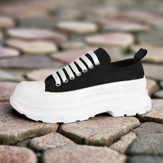 Lace Up Round Toe Platform Sneakers  Sneakers