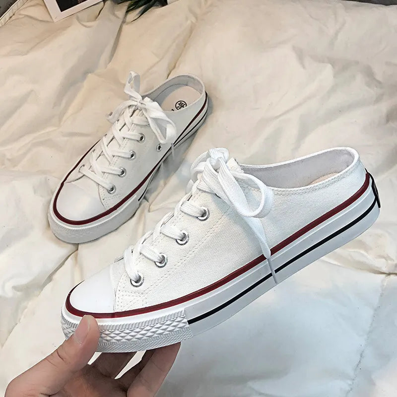 Round Toe Lace-Up Canvas Sneakers  Sneakers