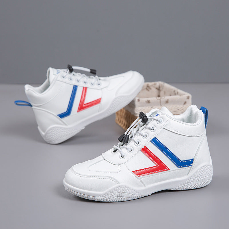 Mid top soft soled white shoes fashionable shoes anti slip and wear-resistant sports shoes for women  walking shoes