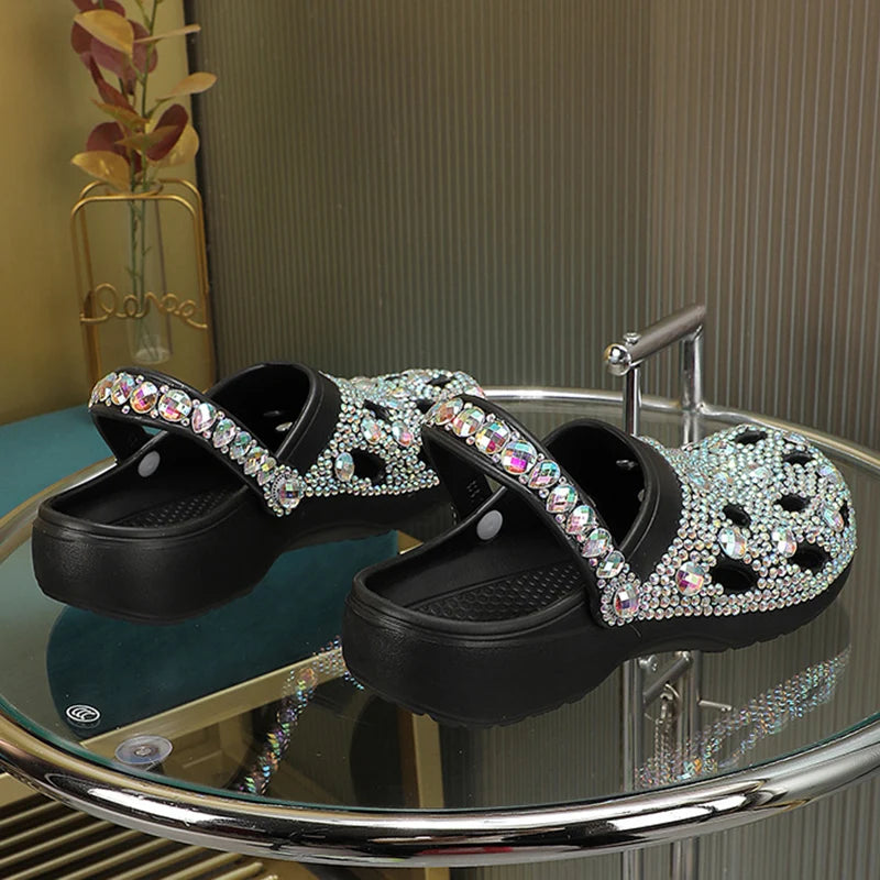 Women Summer Luxury Slippers Rhinestone Decoration Sandals Beach Slides Flip Flop Soft Fashion Casual Shoes  casual slippers