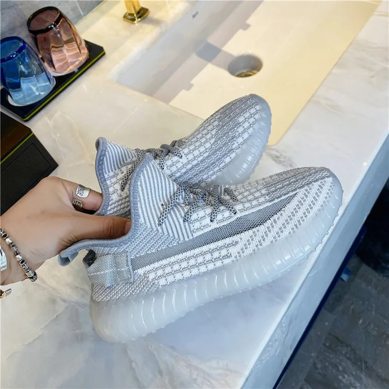 Mesh Lace-Up Platform Athletic Shoes  walking shoes
