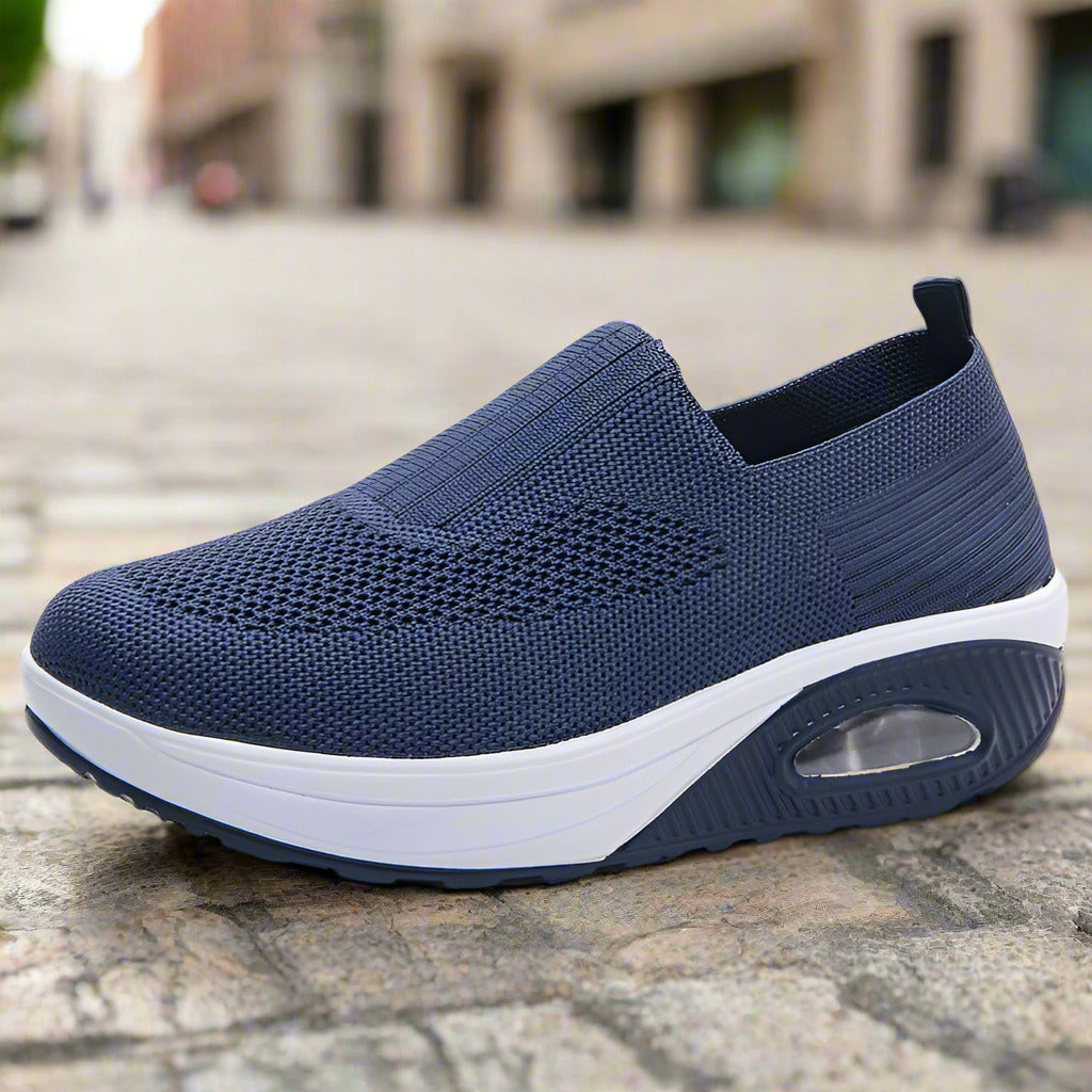 Women's shoes with thick sole and air cushion comfortable for casual sports breathable and fly woven soft soled women's shoes  walking shoes