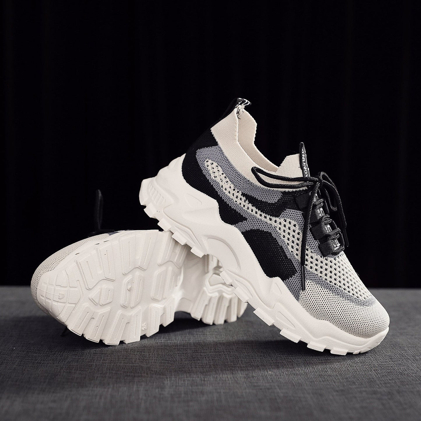 Flyknit shoes breathable and comfortable thick soled shoes dad shoes women's sports shoes  walking shoes