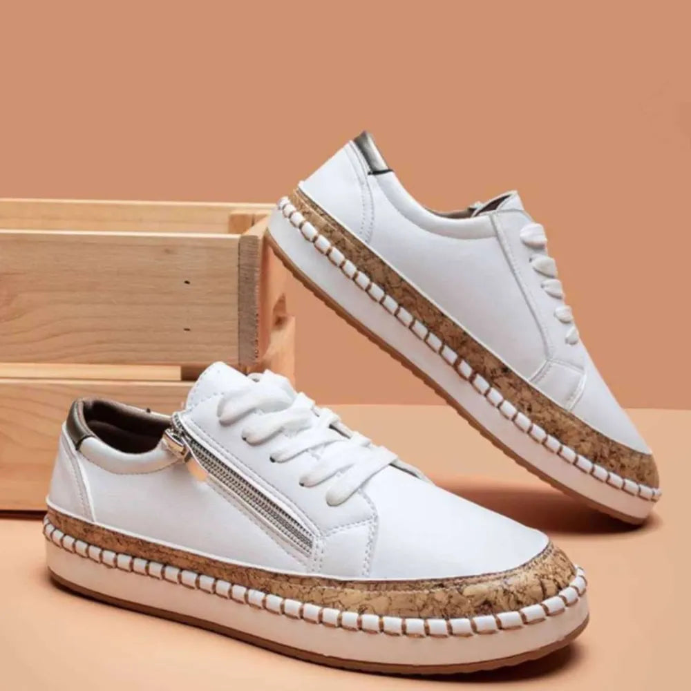 PU Leather Round Toe Flats Sneakers  Sneakers