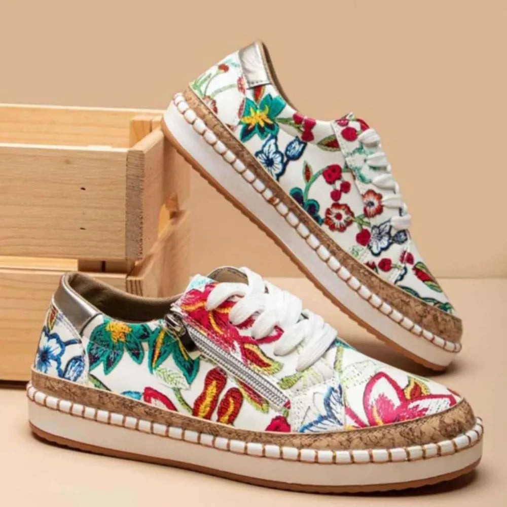 PU Leather Round Toe Flats Sneakers  Sneakers