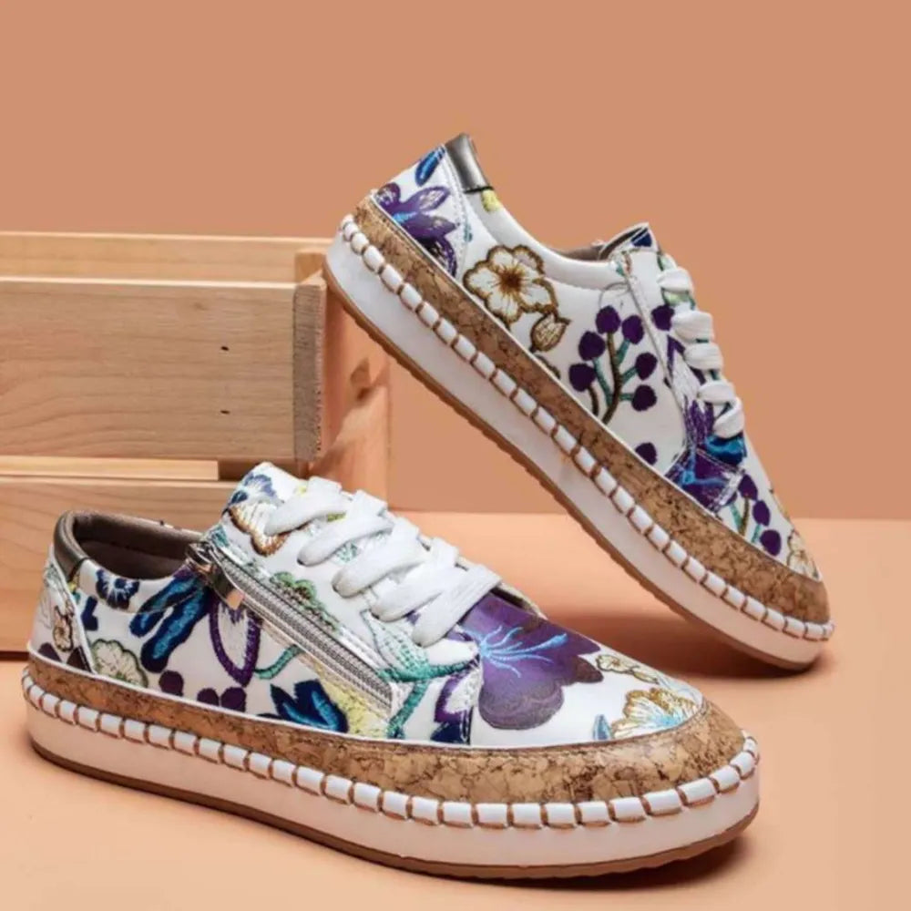 PU Leather Round Toe Flats Sneakers  Sneakers