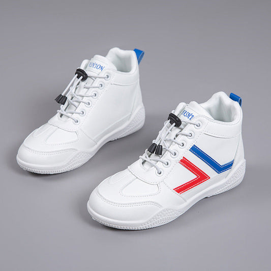 Mid top soft soled white shoes fashionable shoes anti slip and wear-resistant sports shoes for women  walking shoes