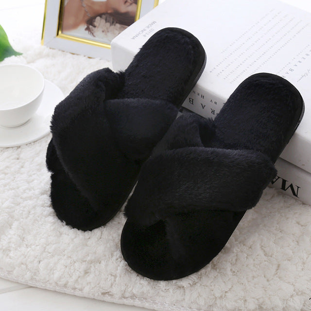 Winter Women Slippers Plush Warm Home Slipper Indoor Shoes Ladies furry Slides Casual Shoes pantoffels dames flip flops  casual slippers